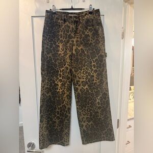 Soho Baggy Leopard Print Wide Leg Jeans Size 3